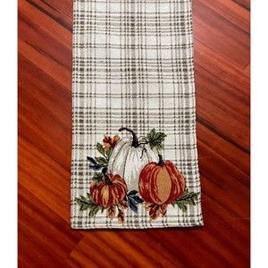 Woven  Fall Table Runner Pumpkins Autumn Thanksgiving Holiday 66"x12" Made India